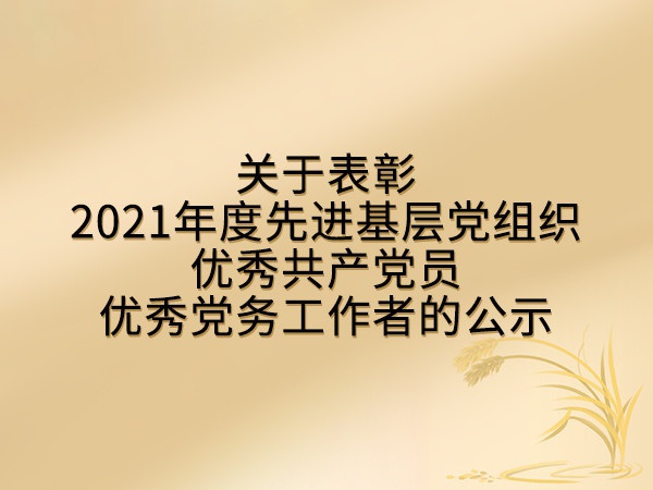 關(guān)于表彰2021年度先進(jìn)基層黨組織、優(yōu)秀共產(chǎn)黨員、優(yōu)秀黨務(wù)工作者的公示